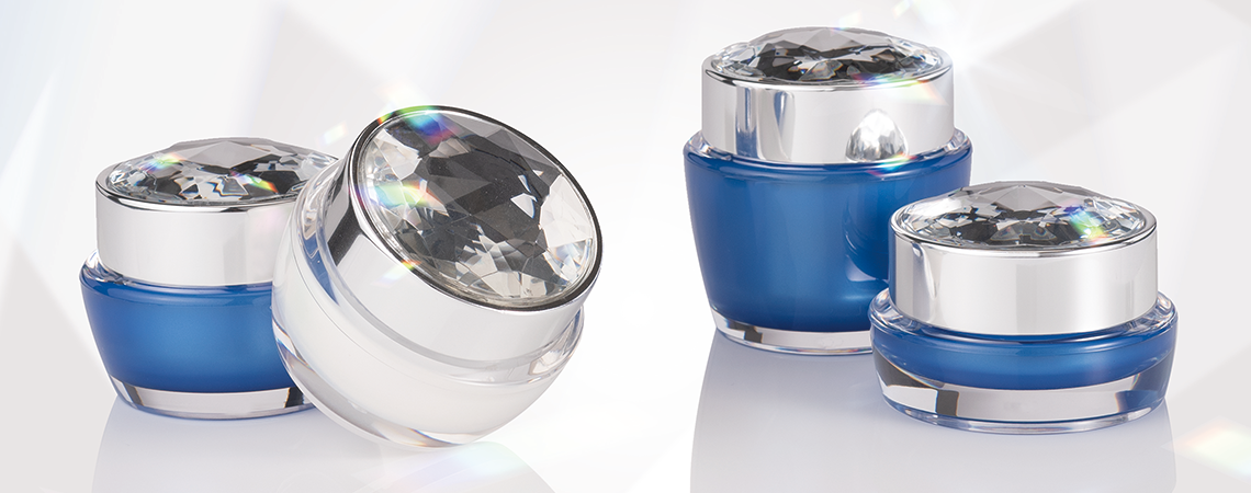 Envase de lujo cosmético y de cuidado de la piel en forma redonda / cuadrada - serie Diamante Para Siempre - Colección de envases cosméticos - Diamante Para Siempre